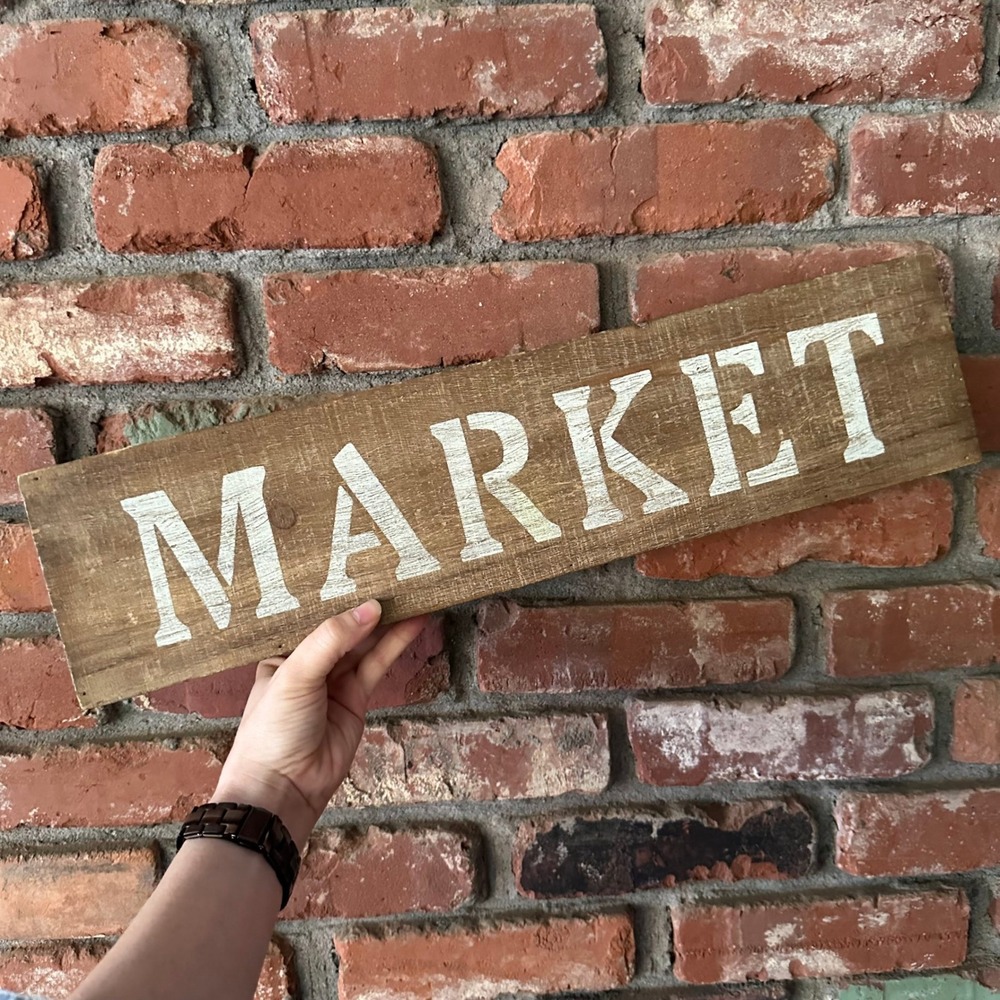 Hobby Lobby MARKET Wood Wall Sign Farmhouse Kitchen Pantry Decor 20.5"